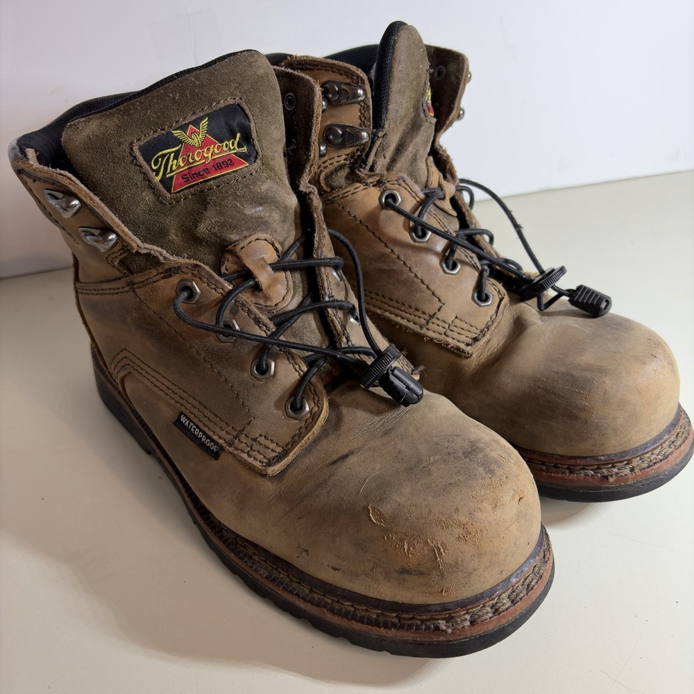 THOROGOOD Jobsite Boots Mens 9M Crazy Horse Waterproof Safety Toe 804-4143